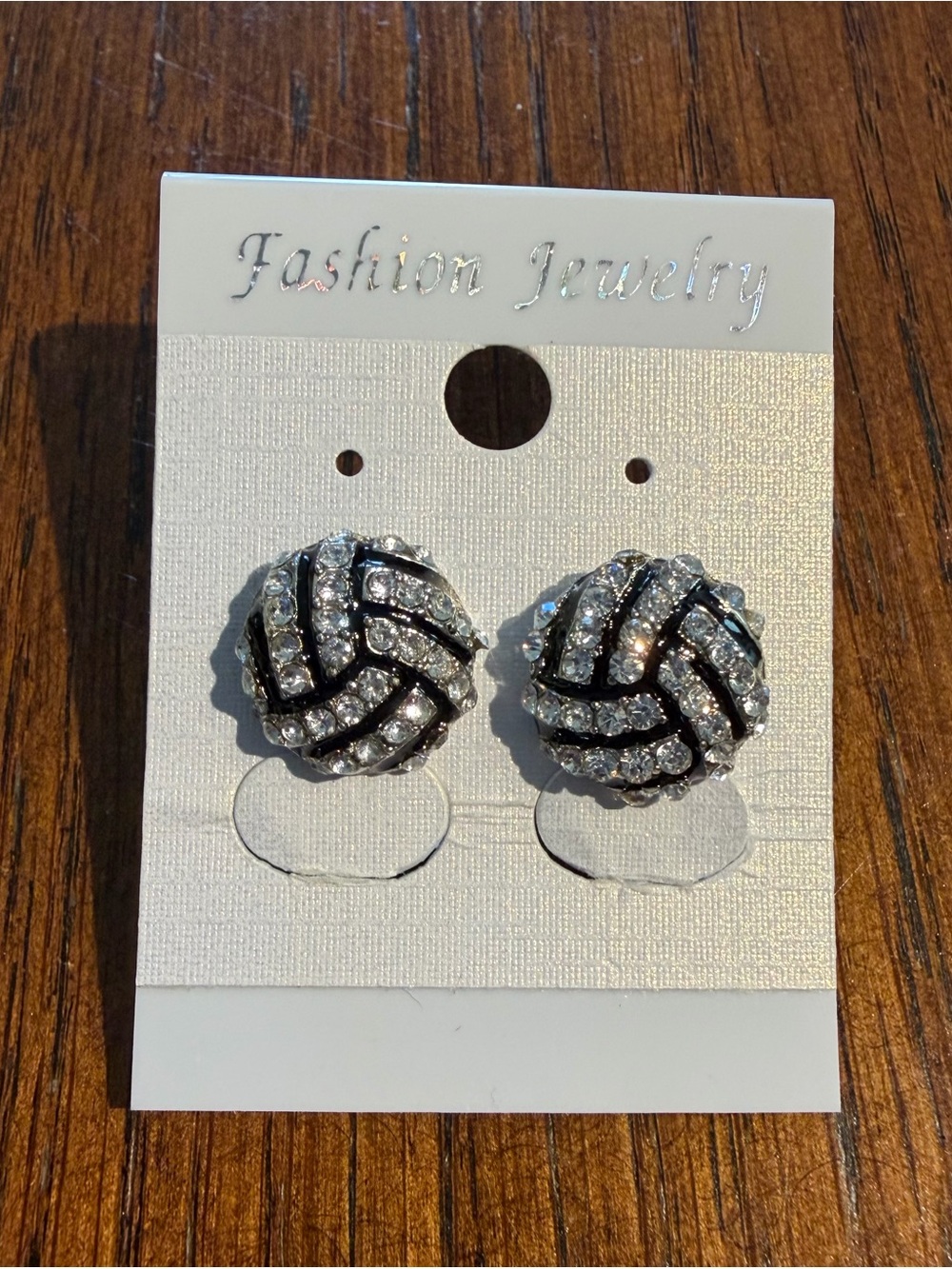 Volleyball Silver and Clear Crystal Knotted Stud Earrings